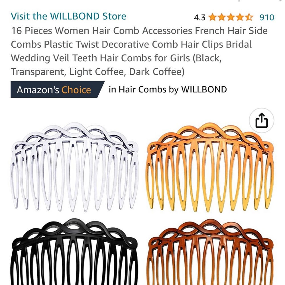 Pack of 16 Hair Comb Accessories
